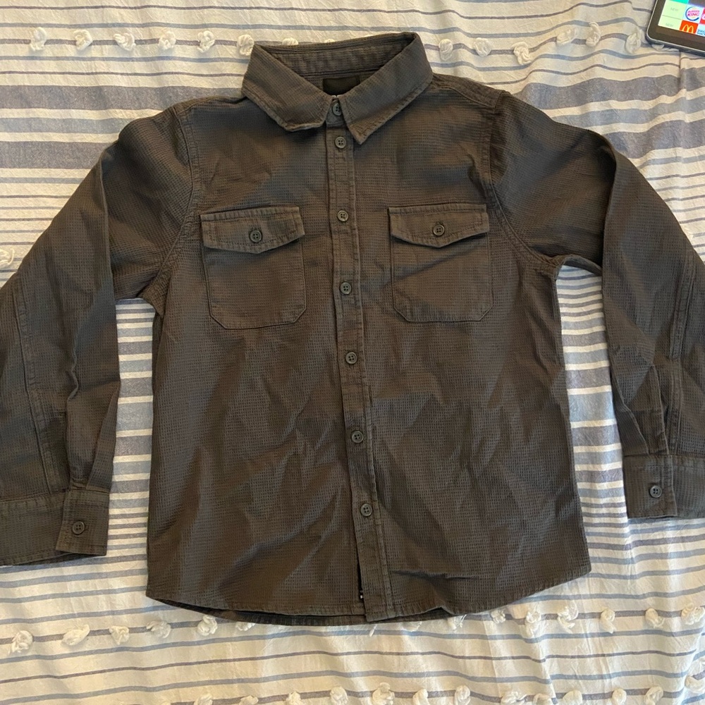 RSQ Textured Gray Button-Up Shirt